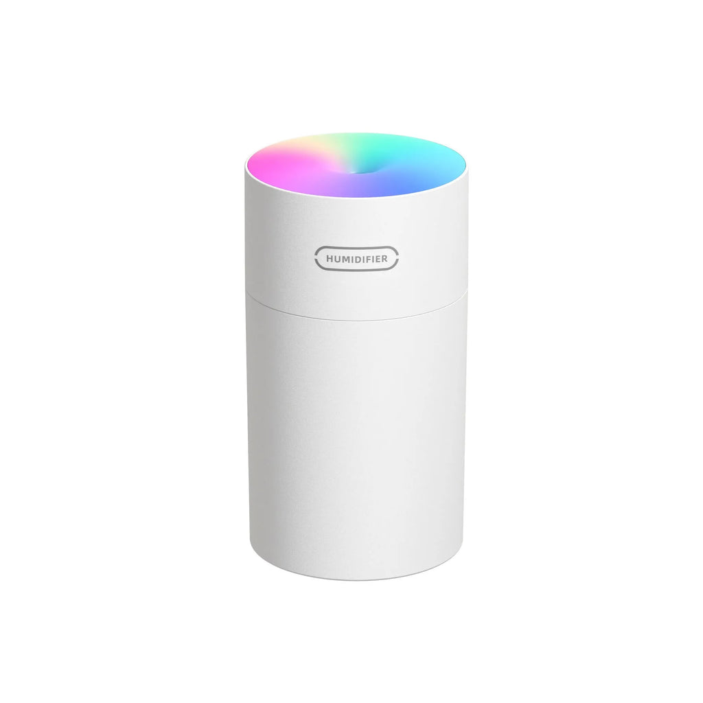 Mini USB humidifier round shape 270ml pink grey white with colourful light and timer