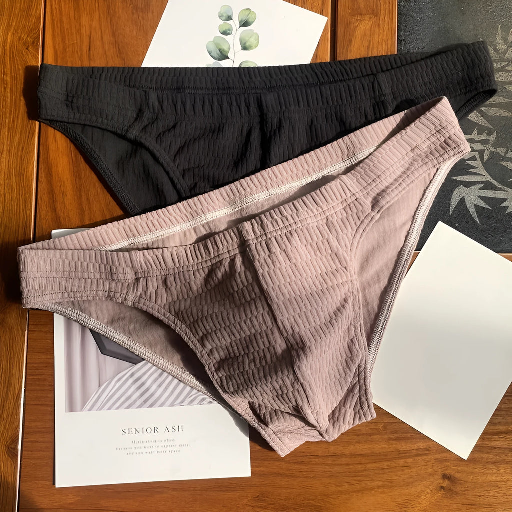 Men's cotton triangle underwear briefs in solid colours showing mid waist design