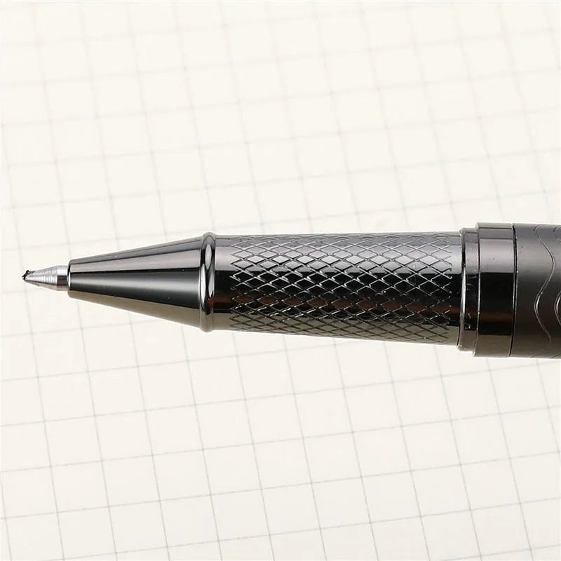 Fog gun gray metal signature pen with 0.5mm bullet nib on white background