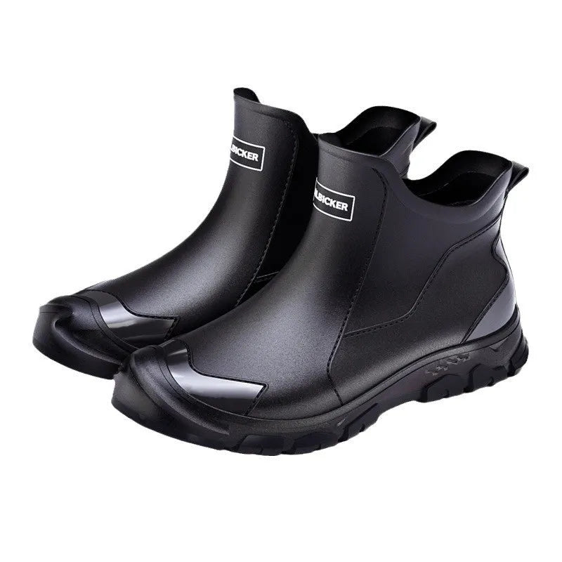 Women's non-slip wading rubber shoes in Korean short tube style with PVC upper