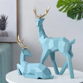 Resin deer sculpture decoration in a colour set, modern animal figurine for tabletop display