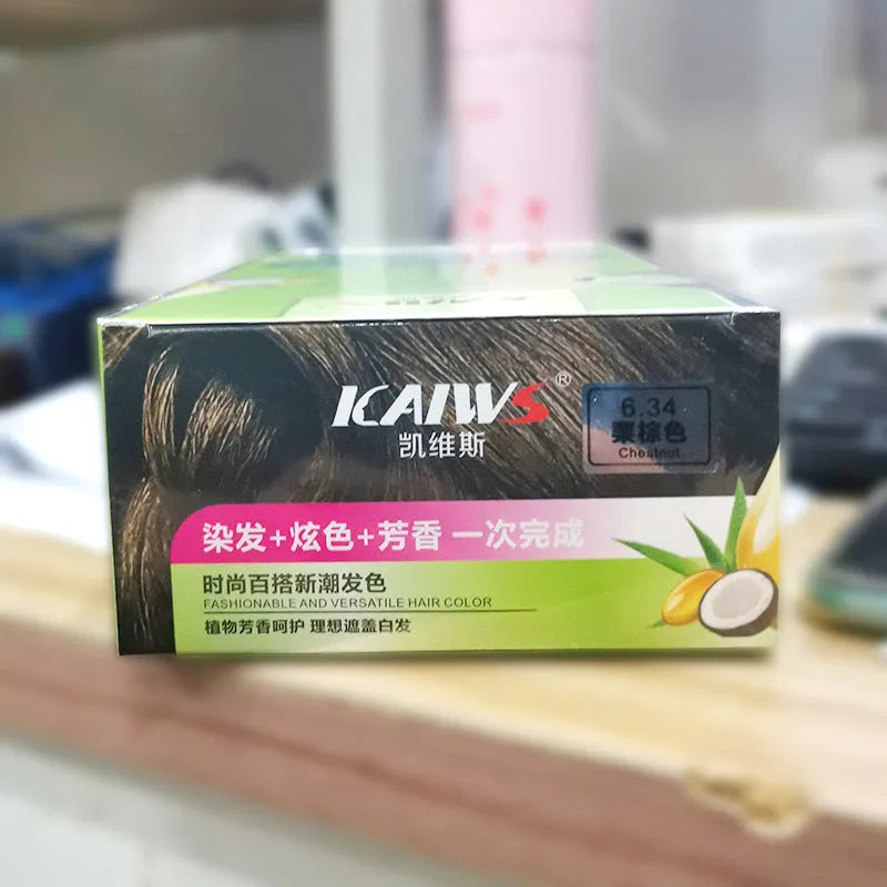 Tube of plant aromatic mild hair colour cream in chestnut brown shade, 120ml