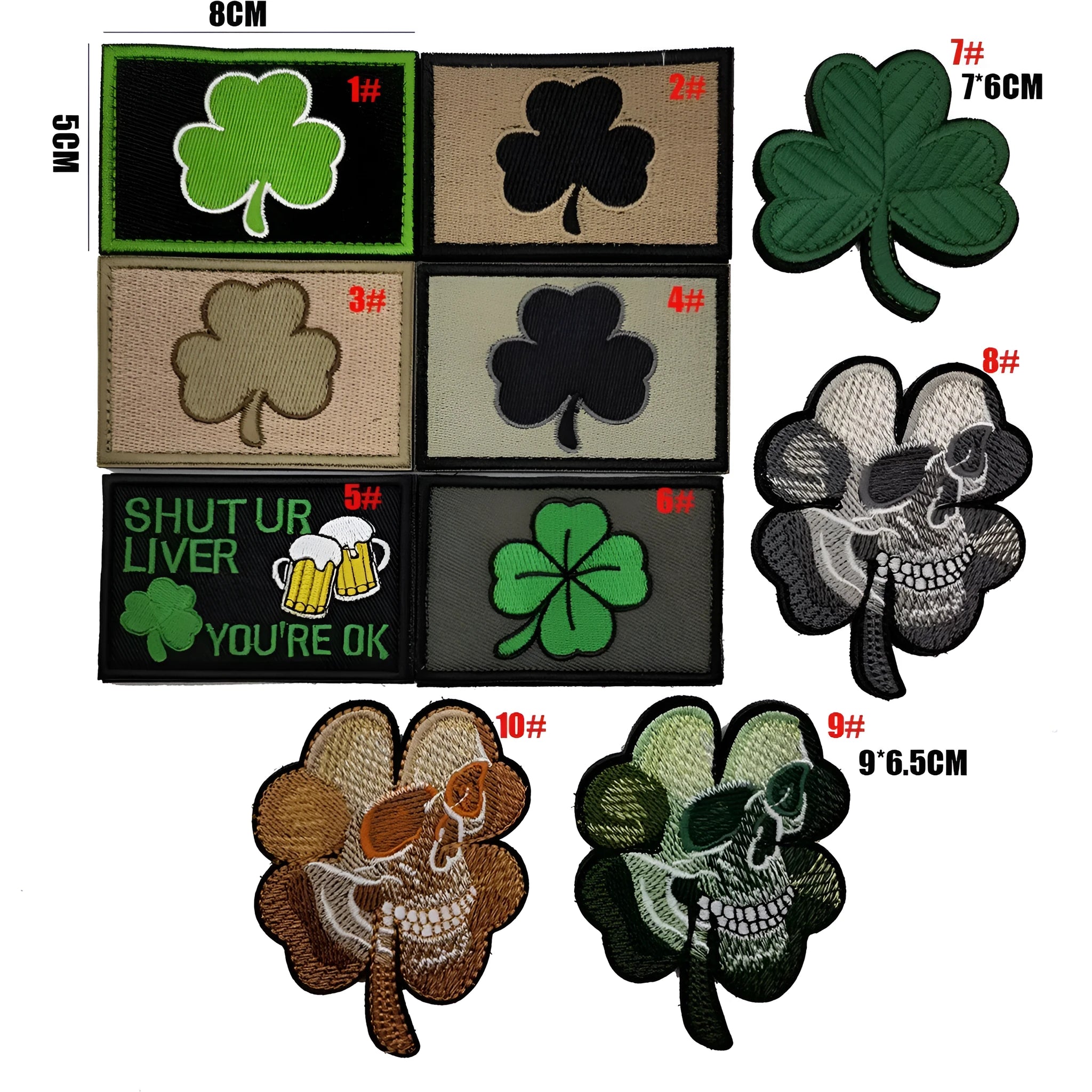 Embroidered fabric tactical badge with velcro backing showing military-inspired designs in green and black colours