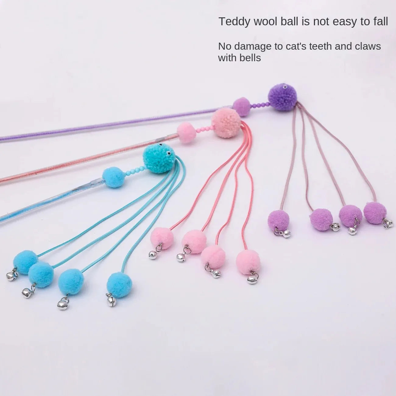 Pipitao funny cat stick self-happiness pet toy with tassel in blue colour