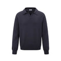 Man's loose fit black pullover sweater, acrylic blend, casual wear.