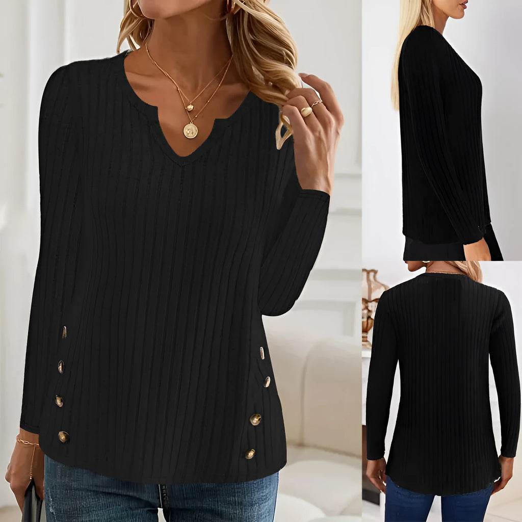 Simple solid colour casual knitted button sweater in black or grey green with Asian sizing