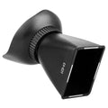 Black camera LCD viewfinder amplifier with magnification lens mounted on DSLR camera