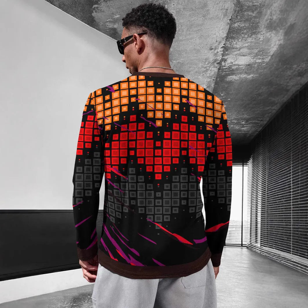 Men's long sleeve milk silk round neck pullover top in multiple colours, size S to 2XL, young casual style