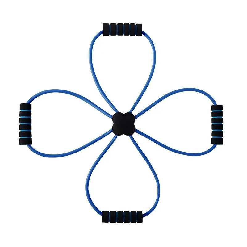 Blue and red eight-character TPR puller with cross tension device for shoulder fitness training