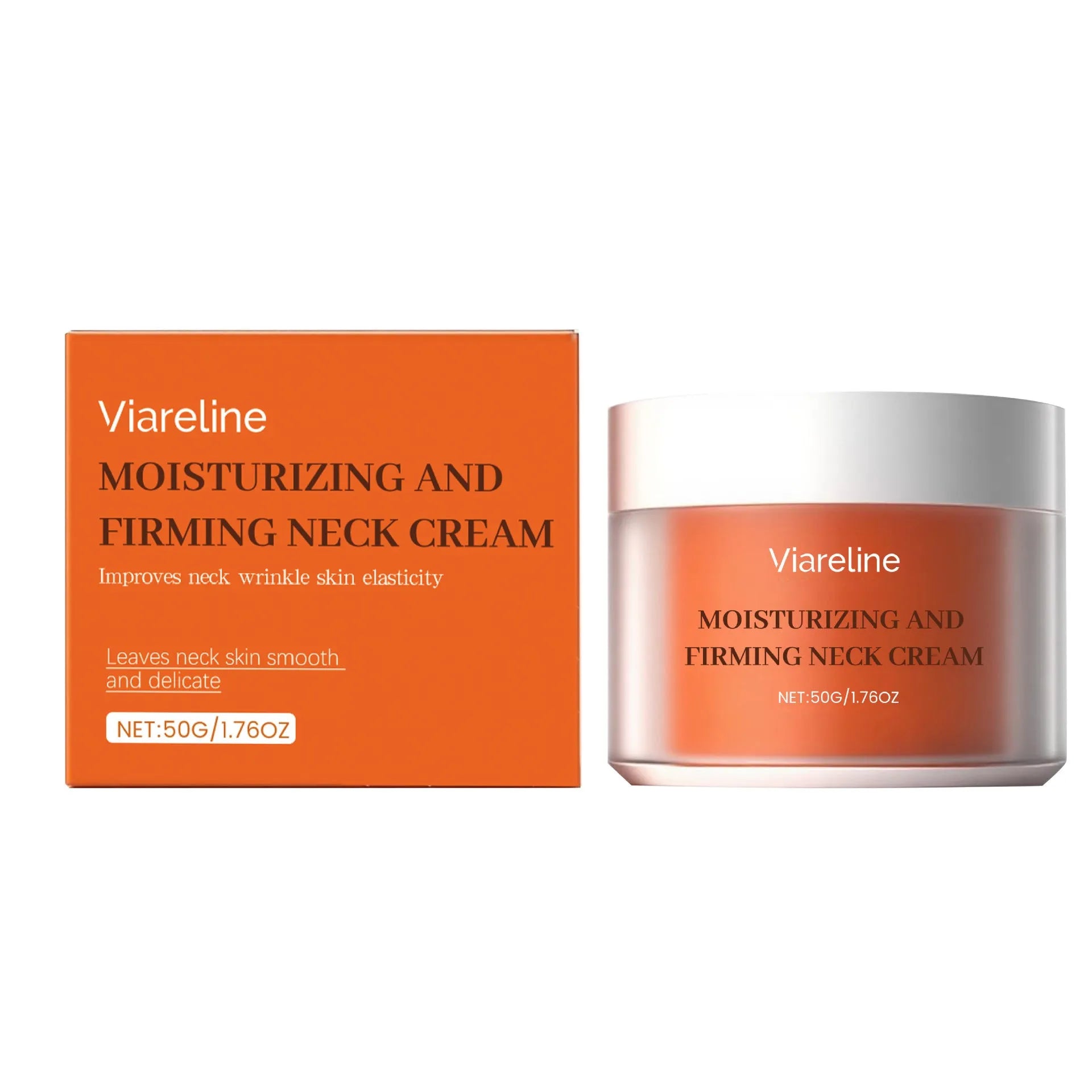 50g jar of neck contour moisturising cream on a white background.