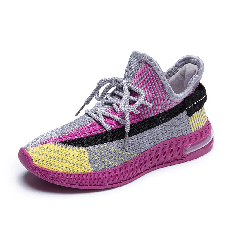 Women's lightweight breathable running shoes in purple, low-top lace-up design