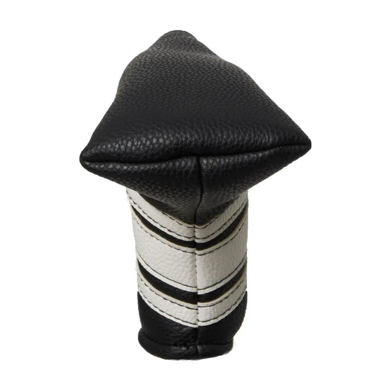 Black PU leather golf push rod sleeve and matching club head cover set for club protection