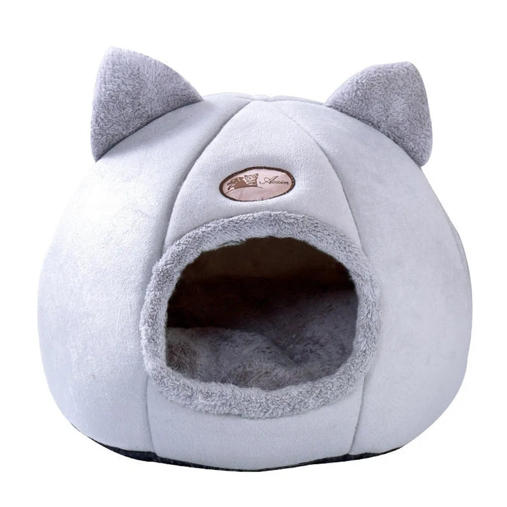 Winter cat nest fully enclosed sofa bed in plush fabric, large size, for indoor use