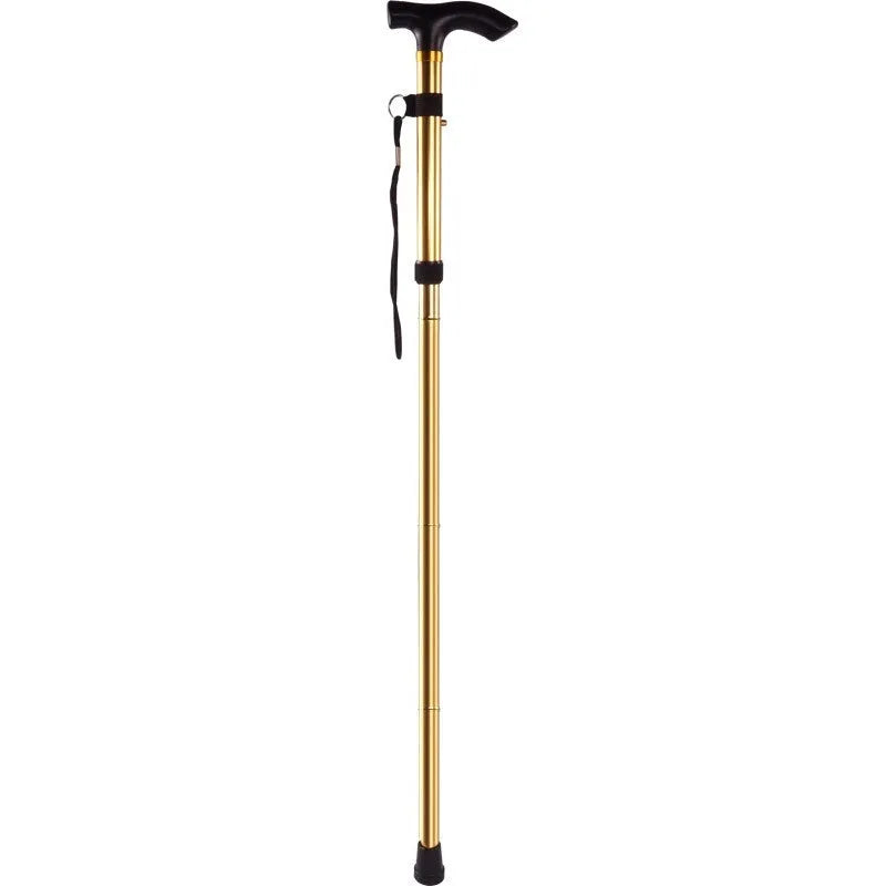 Aluminium folding cane with non-slip handle, shown extended to its adjustable height between 85-95cm.