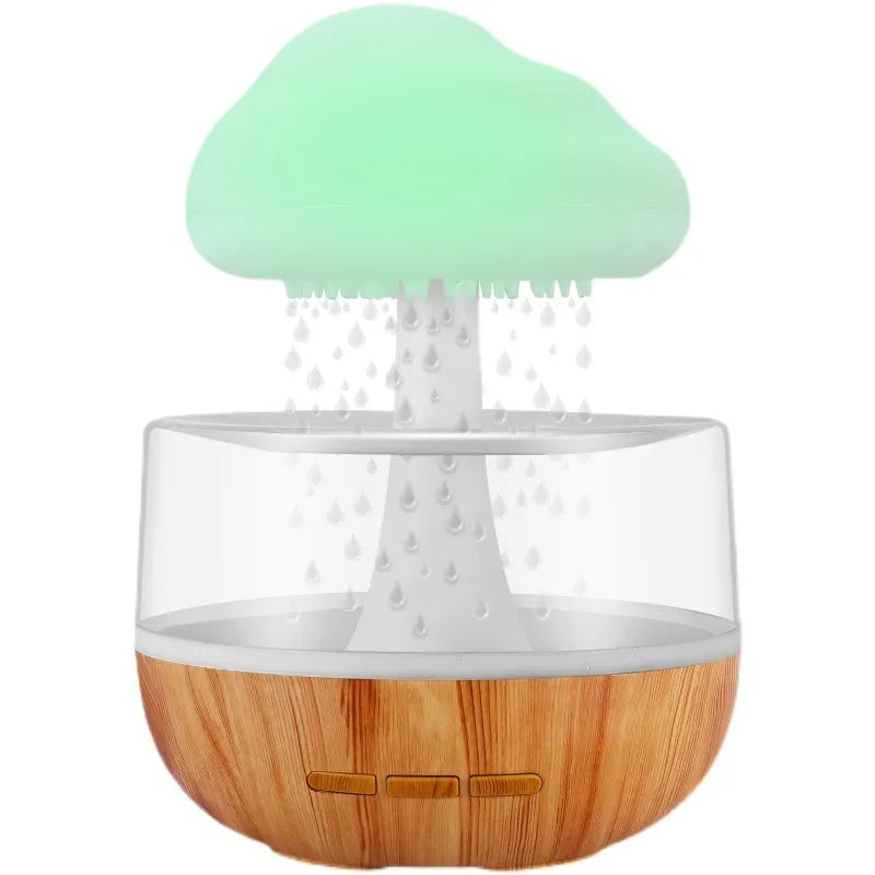 White Raining Cloud humidifier with 7-colour night light and 400ml water tank on a table