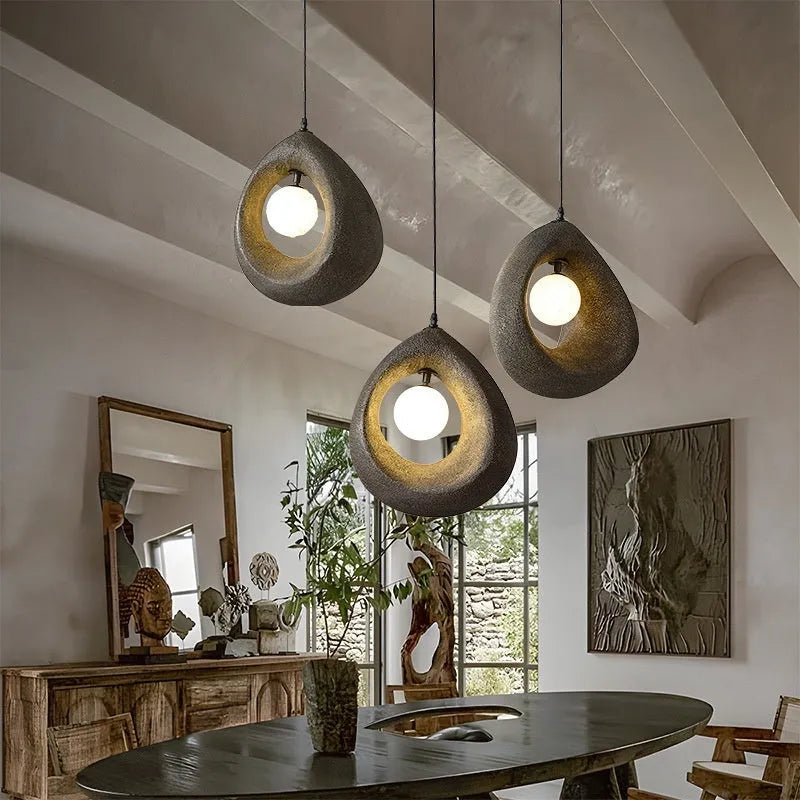 Sili Style retro modern pendant chandelier with milky white rectangular shade