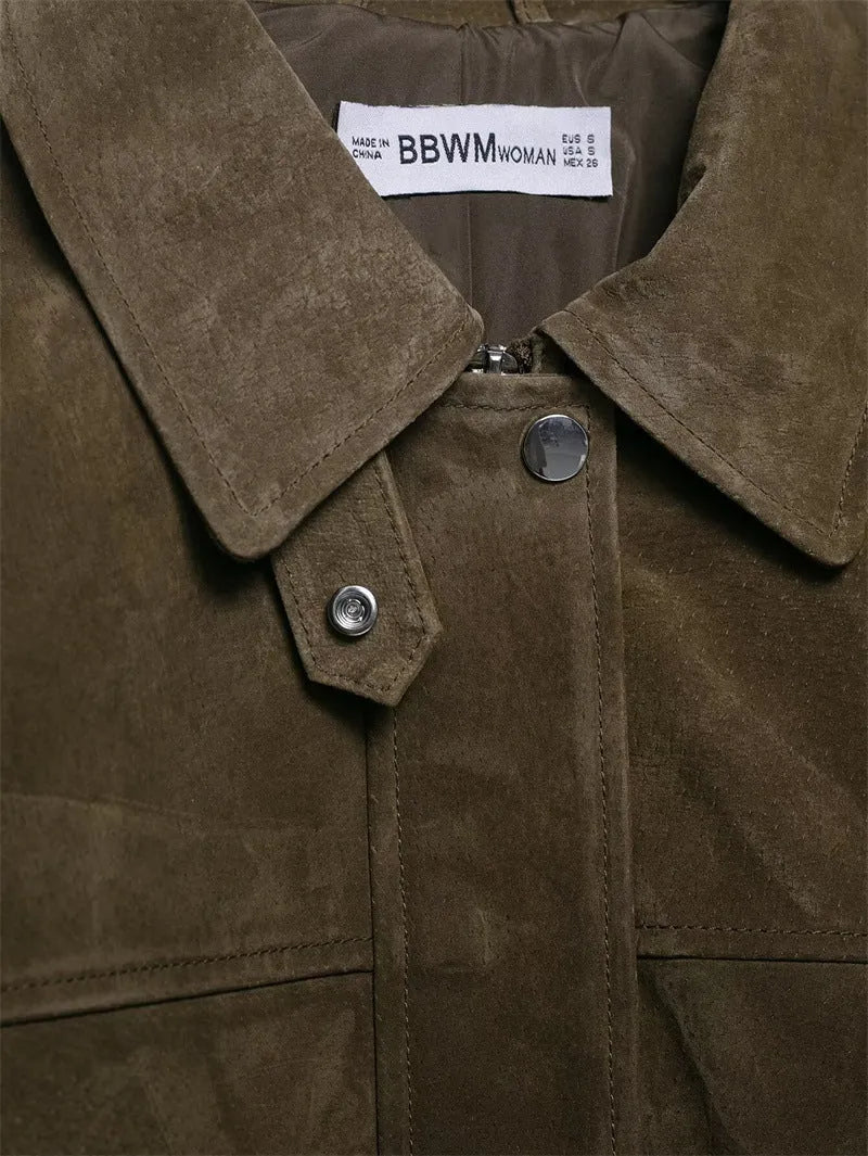 Women's PU fabric jacket in Japanese Korean casual style with medium thickness and regular cut