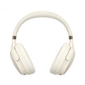 Wireless Bluetooth headphone head-mounted gaming headset in cream colour, PC ABS material, with noise reduction microphone.