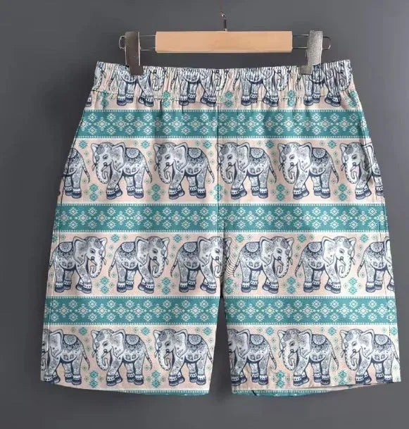 Men's polyester casual sports shorts available in multiple patterns and sizes S to 5XL