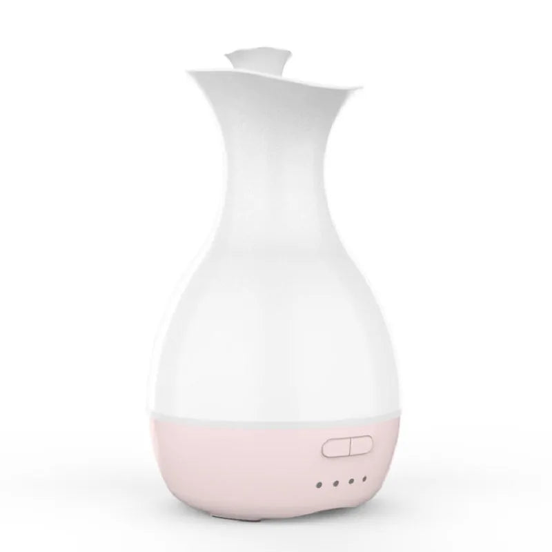 White ultrasonic aromatherapy vase diffuser with colourful LED night light and water tank