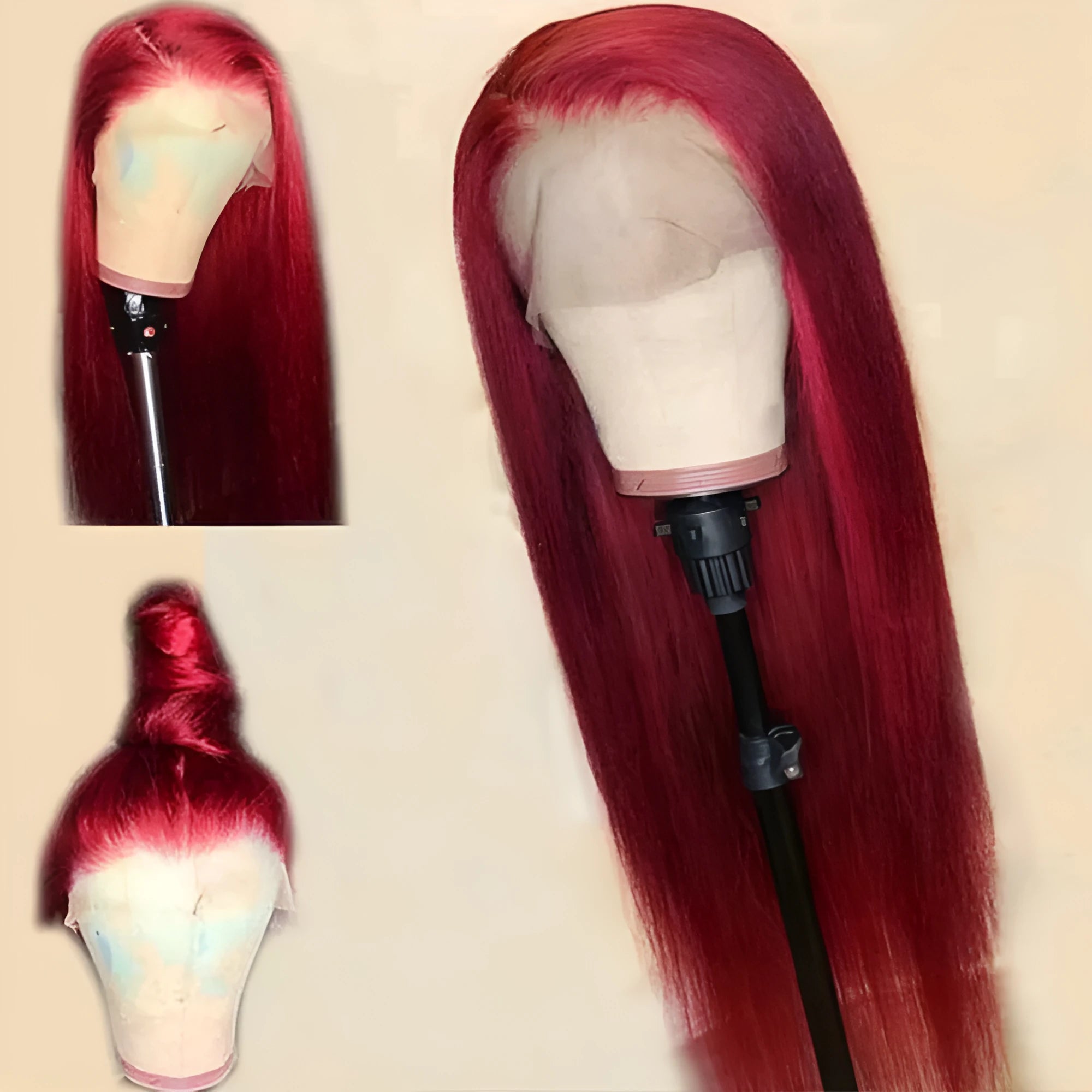 Burgundy lace front red wig made from high temperature wire for ladies natural style