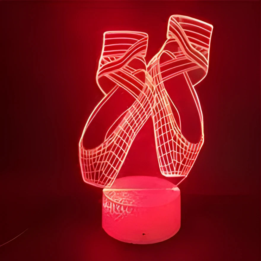 3D ballet shoe LED night light with remote control showing seven colour options