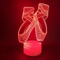 3D ballet shoe LED night light with remote control showing seven colour options