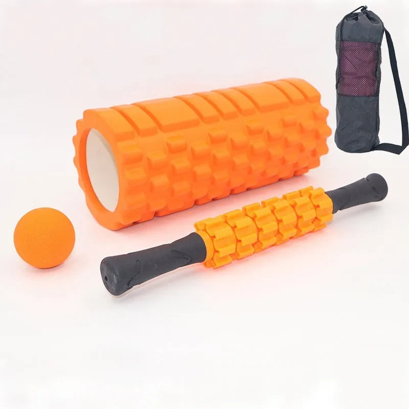 33cm black fitness foam roller with six-piece construction for muscle massage