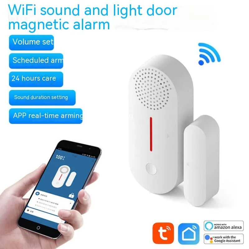 WiFi door magnetic sensor alarm wireless security device for smart homes