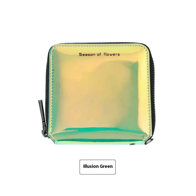 Korean style short folding women's wallet in three colour options with 11cm dimensions