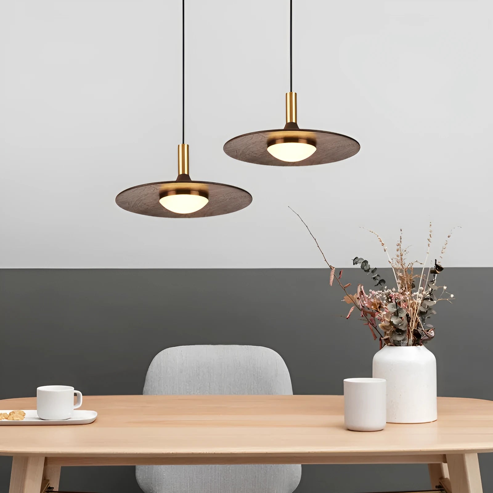 New Chinese style fish line chandelier with walnut wood lamp body and all-copper finish, 250mm or 300mm diameter