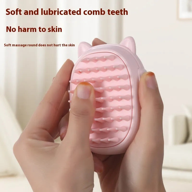 Multifunctional pet comb with laser toy for cats and dogs in pink and yellow ABS material