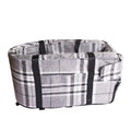 Outdoor cloth dog kennel shown in available colours: grey, blue, red, and grey mesh patterns
