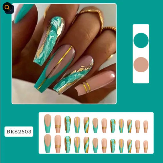 Ballet Wave Line detachable nail stickers in wave line pattern with jelly glue on a white background