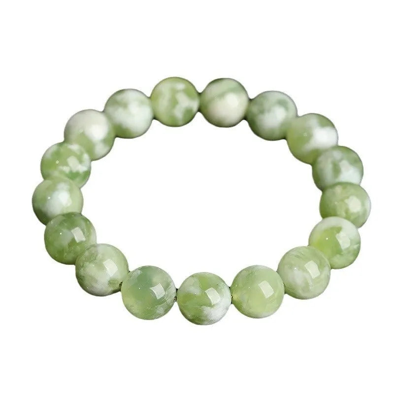Green milk-in-water Xiuyan jade bracelet polished unisex single circle 10mm beads