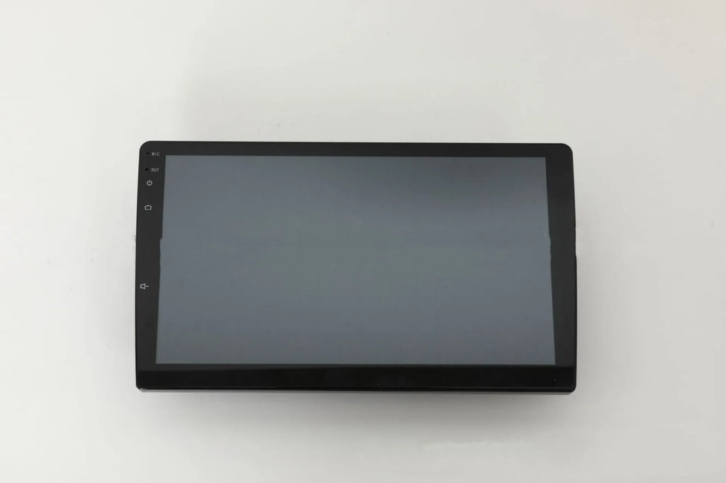 10.1 inch Android car stereo double din head unit with touch screen display and trapezoid panel design