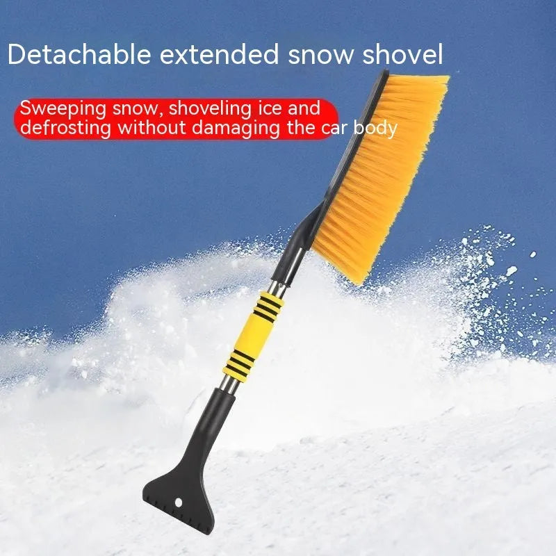 Winter car snow scraping brush with long handle and telescopic model in blue