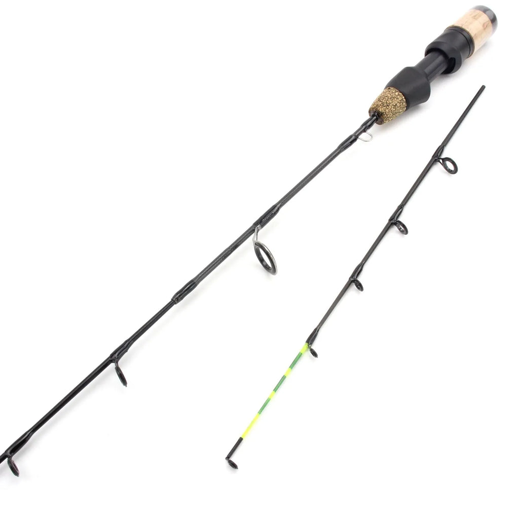Double tip ice fishing rod 60cm 2 sections hard fishing spinning wheel tackle set single pole colour
