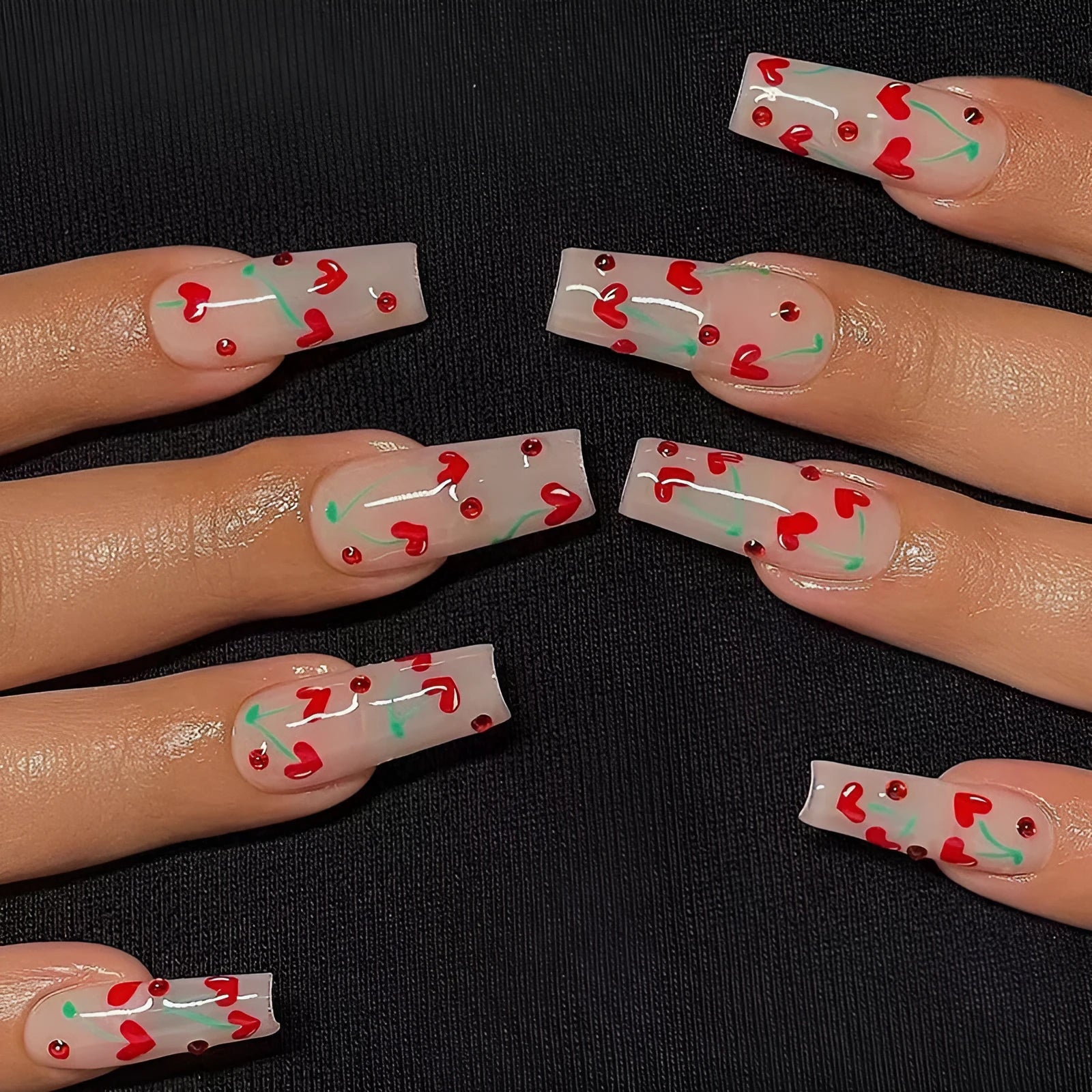 French Love Red Diamond Small Cherry nail art stickers JP1601 colour, 24 sheets with adhesive glue