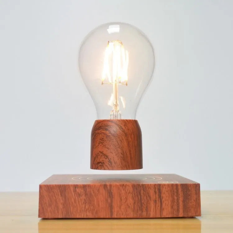 Magnetic levitation floating bulb lamp with imitation wood base