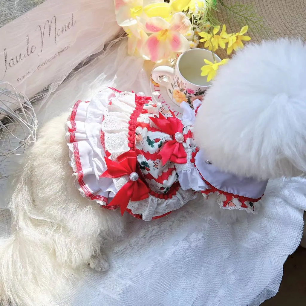 Polyester dog dress with rabbit skirt in princess style for small to medium female pets
