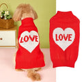 Dog sweater with love heart and bow design in acrylic material