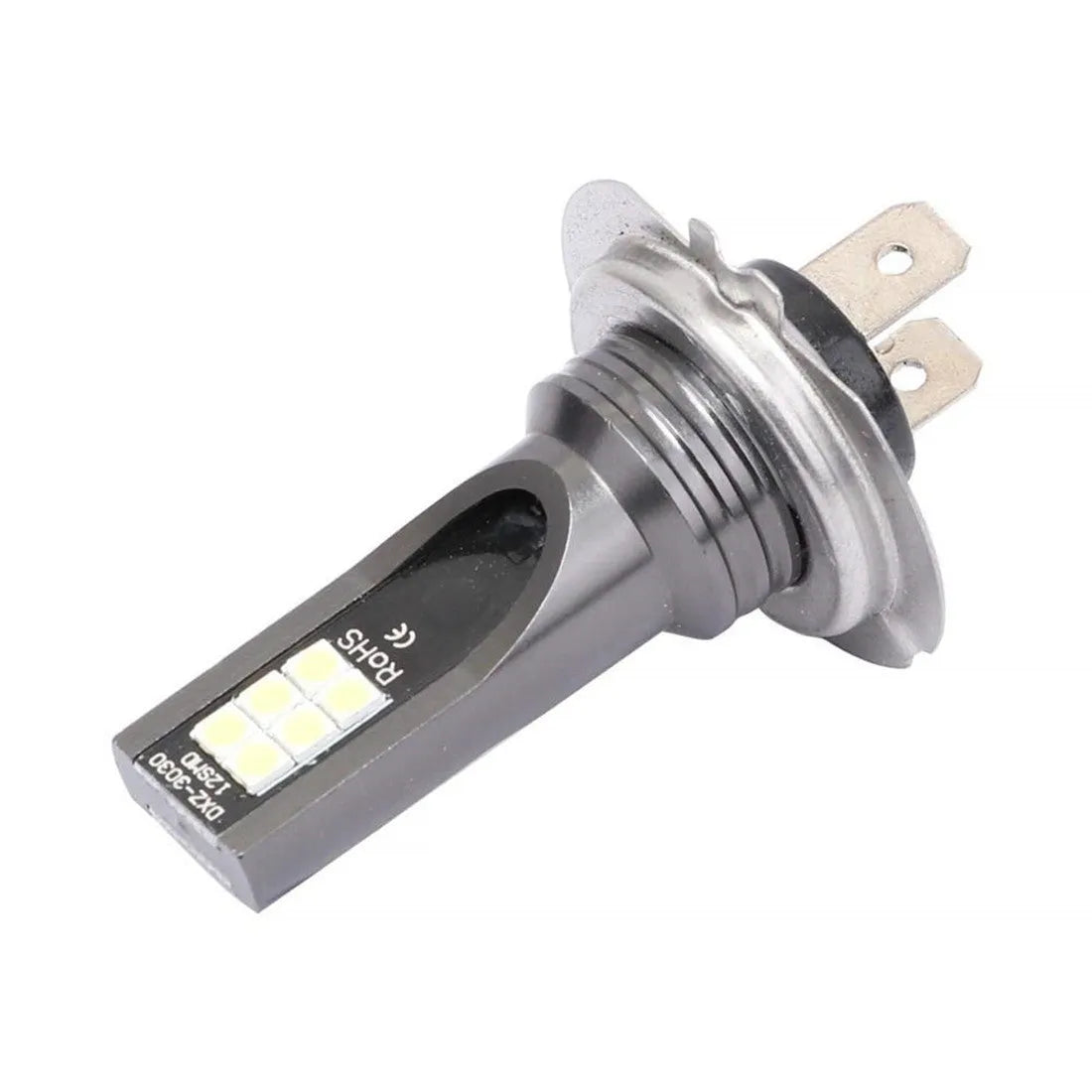 Single H7 110W LED car fog light with 12 SMD beads and aluminium white housing