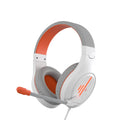 Lightweight wired stereo gaming headset with 50mm driver adjustable headband in black orange colour