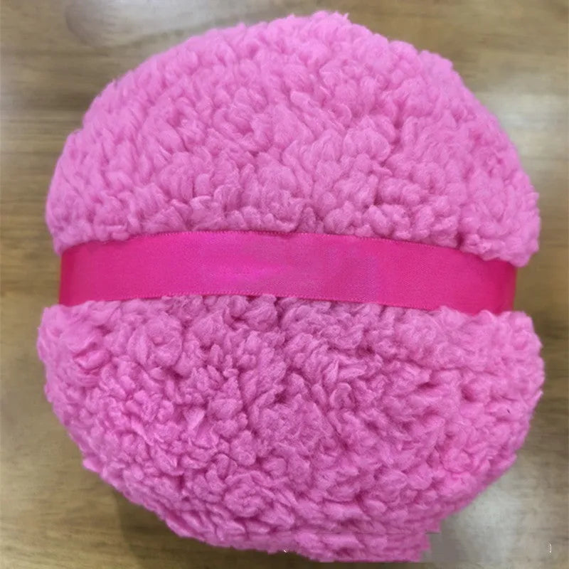 Oversized rectangular plush powder puff measuring 150x75mm in pink white skin colour options