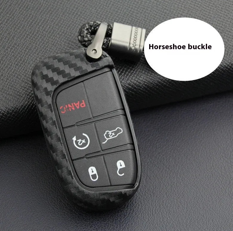 Silicone car key case with carbon fibre texture for Dodge Chrysler Fiat remote keys