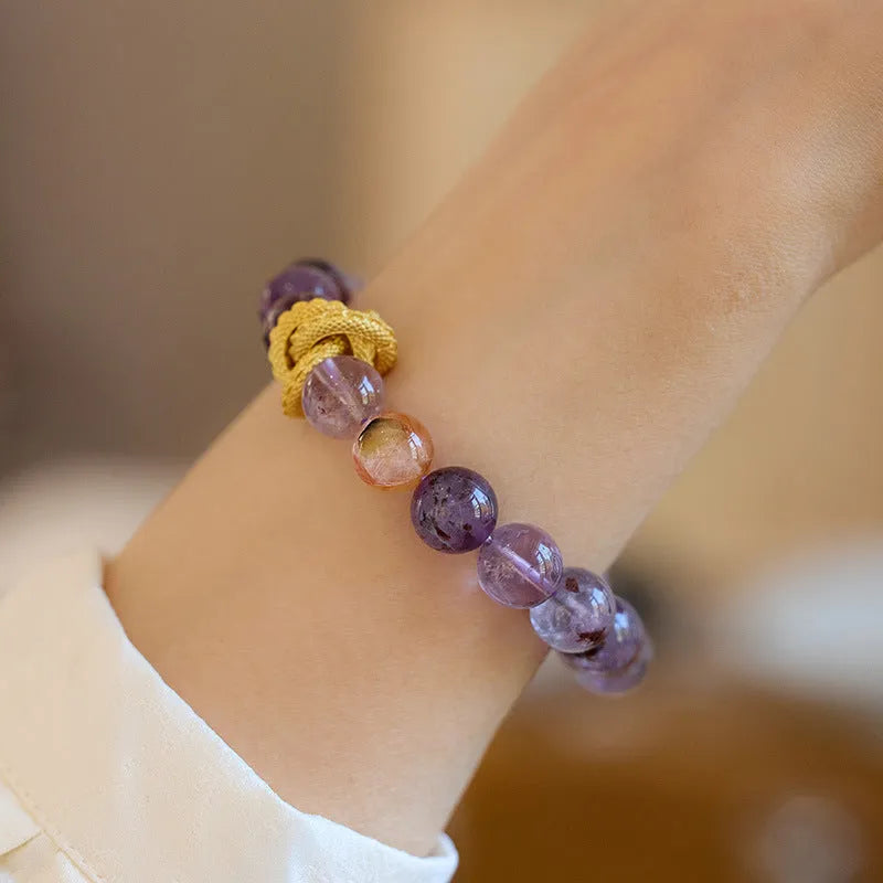 Purple ghost crystal bracelet 10mm beads Nine Purple good luck symbol retro zodiac style