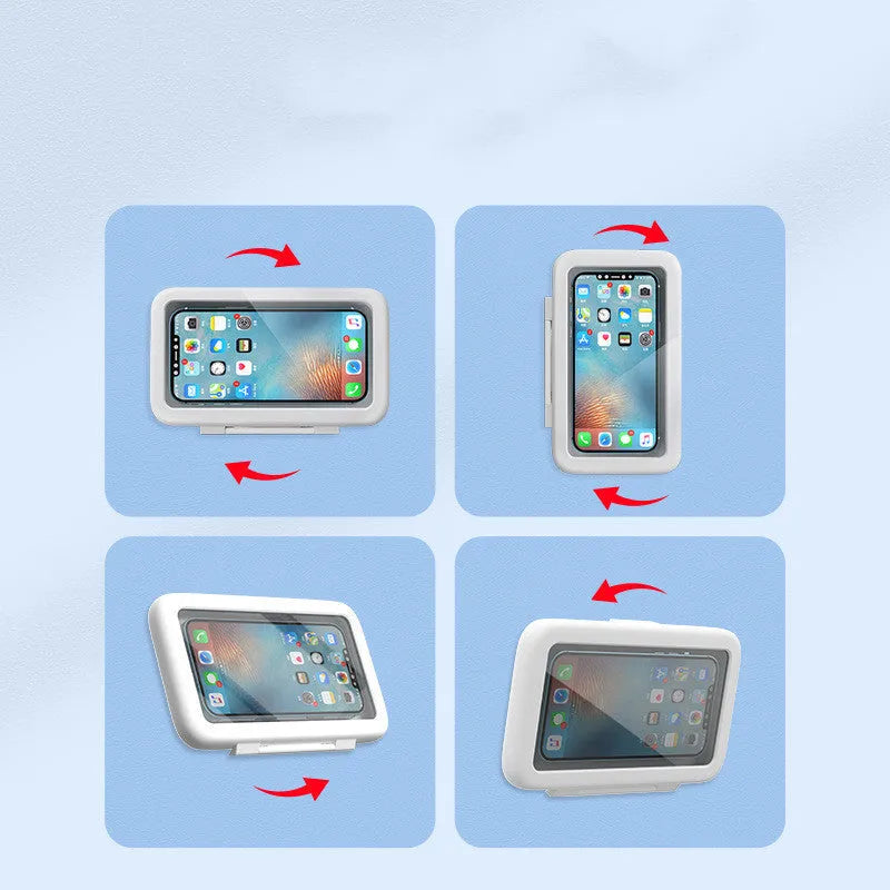 Waterproof shower phone holder with touch screen in white, pink or black colours