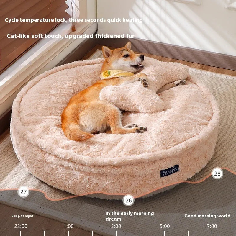 Round nest dog kennel in milk tea colour, size S, made from bite-resistant cloth