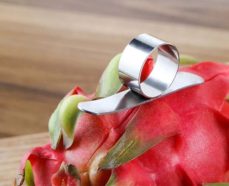 Silver stainless steel ring peeler for citrus fruits including oranges and pomelo